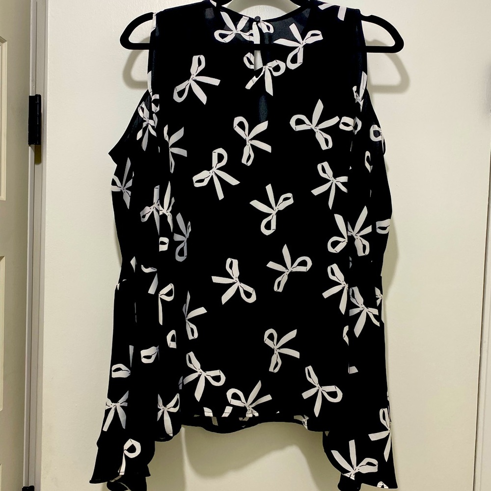 Peep Shoulder Bow Blouse